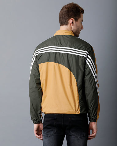 Mustard | White | Green Tricolor Slim Fit  Windcheater