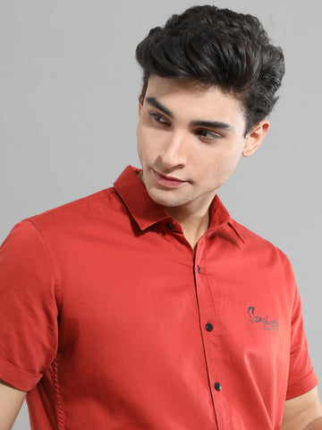 Red Printed Half Shirt