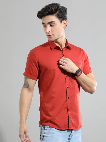 Red Printed Half Shirt