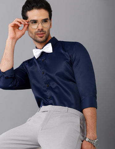 Navy blue Lycra Full  Sleeve Shirt