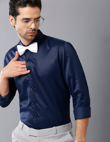 Navy blue Lycra Full  Sleeve Shirt