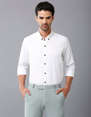Pearl White Lycra Full Sleeve Shirt